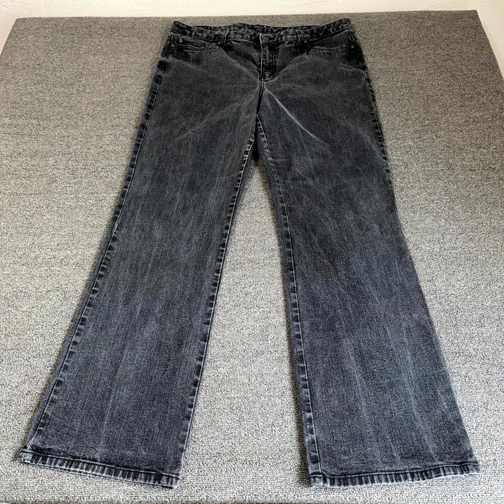 L.L. Bean Jeans Womens 18 Black Denim Stretch Pockets Dark Wash Straight Leg